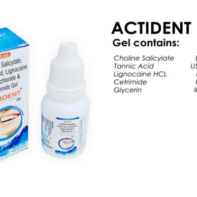 ACTIDENT Gum Paint 15 ml <br>Choline Salicl 8% Tannic Acid 5% Lignocaine 2% Cetirmide 0.2%