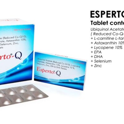 ESPERTO-Q CAP(FOOD)<br> Co-Enzyme Q10-200mg L Carnitine L Tartrate 500 mg+Astaxanthin 8 mg Lycopene 10% 4000 mcg+EPA 90 mg+DHA 60mg Zinc 15 mg +Selenium 100 mcg